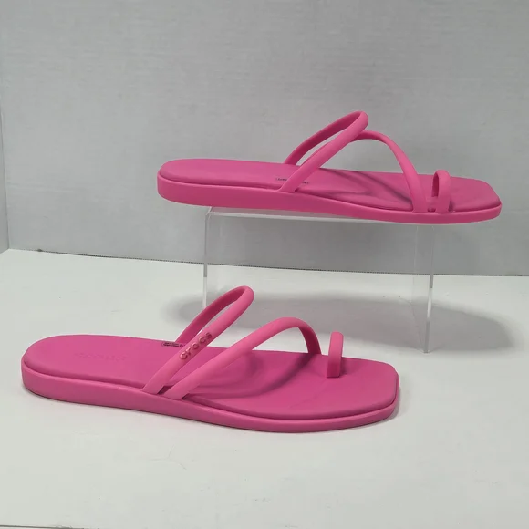 CROCS Miami Toe Loop Hot Pink Barbie Pink Sandals Women's Size 10 - Picture 2 of 11
